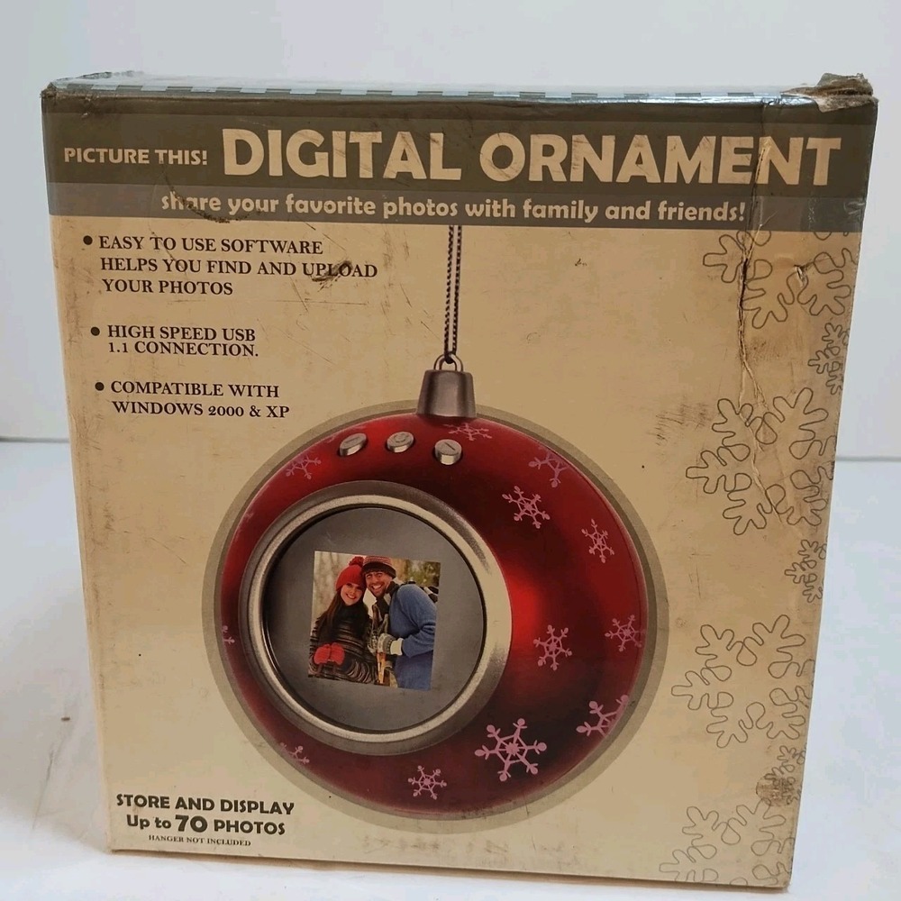 Red 70 Photo Ornament Digital Photo Display Christmas Snow Decor Senario NEW
